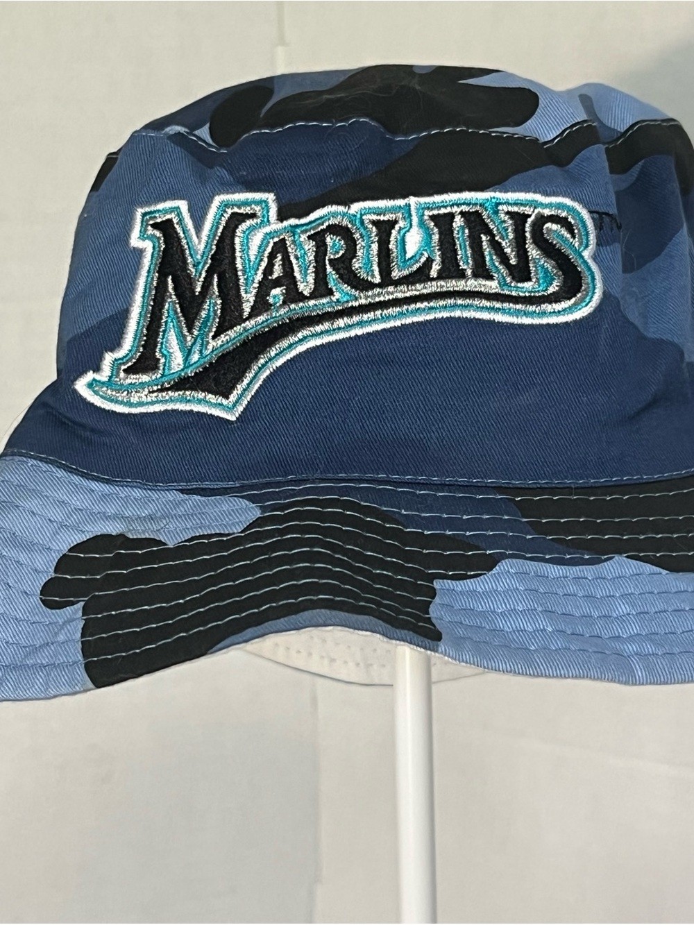 Men’s Blue Camo Florida marlins Bucket Hat - Men's Accessory. B15P82